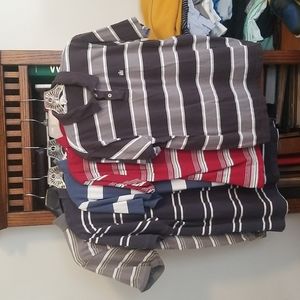 5 for 25 mens L striped polo shirts